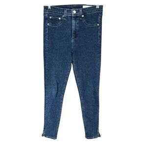 Rag & Bone 10 Inch Capri Jeans Womens 28 Blue Skinny Stretch Slit Urban Chic